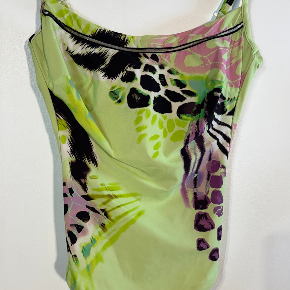 Maryan Melhorn One Piece Swimsuit Women’s Size 8 Green Black D Cup Animal Print - Picture 3 of 12